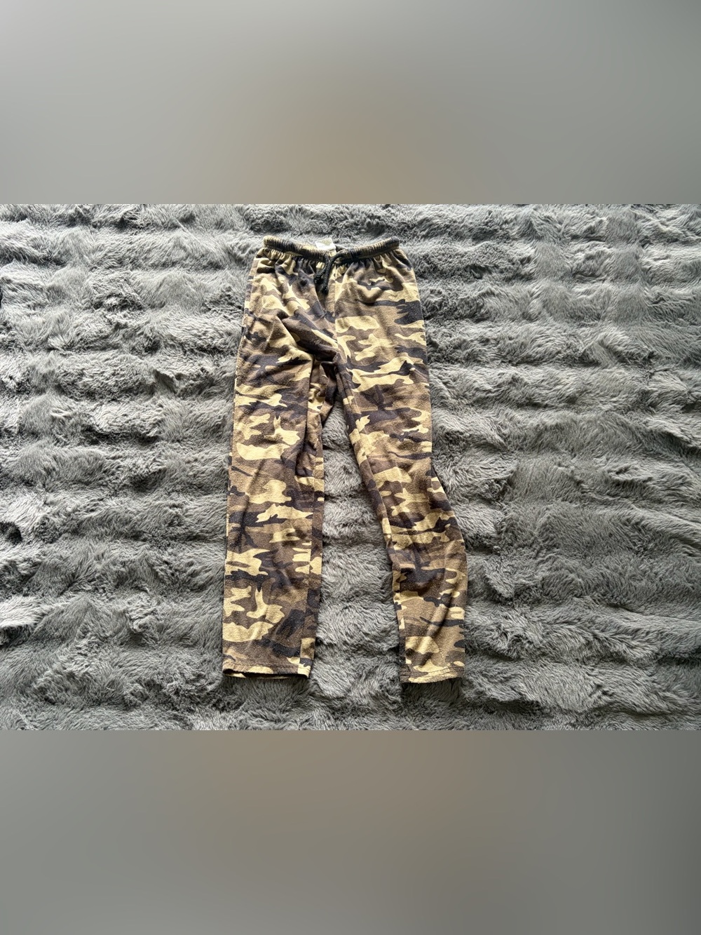 Kids Camo Print Fleece Bottoms - Green Camo
